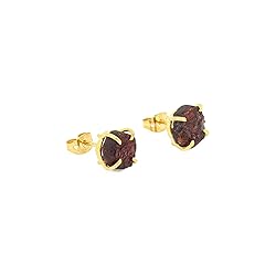 Gempires Natural Raw Red Garnet Prong Setting Stud