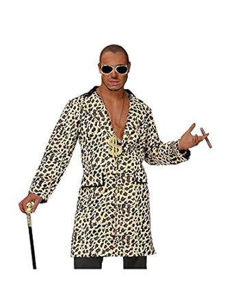 Panelize Rapper Leopardenmantel Leopardenjacke mit Zigarre und Brille Lude (M/L)