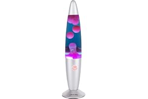 OPULARS Motion Lamps for Adults Purple Lamps for Kids Teens, 13.5-inch Silver Base Lamp with Purple Wax in Blue Liquid, Mood Light for Bedrooms Birthday Gift Christmas Festival Decorations