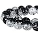 RUBYCA Round Crackle Druk Cz Crystal Pressed Glass Beads Jewelry Making 8mm Strand Black and White