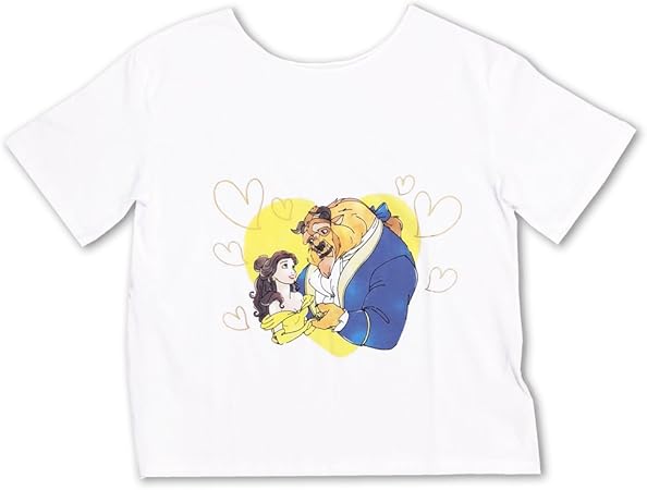 Amazon Co Jp 2wayデザイン 白 ｔシャツ 美女と野獣 ｌ ディズニー 半袖 洋服 服 ウェア キャラクター 大人 レディース 友達 お揃い グッズ リゾート限定 おもちゃ