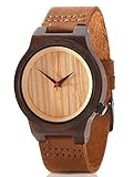 Wood Watch Bamboo Natural Sandalwood Casual Leather Men or Women Gift