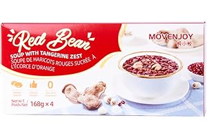 Movenjoy Red Bean Soup with Tangerine Zest, 168g x 4 Pack – Traditional Sweet Soup, Ready-to-Eat Snack or Dessert, Serve Hot 