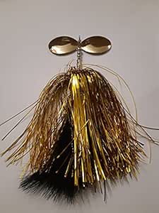 Bucktail Musky Pike Muskie Fishing Lure Spinner Bait 8" Long 1.7 Oz Colorado 8 Blades 5/0 Treble Hook (Gold)