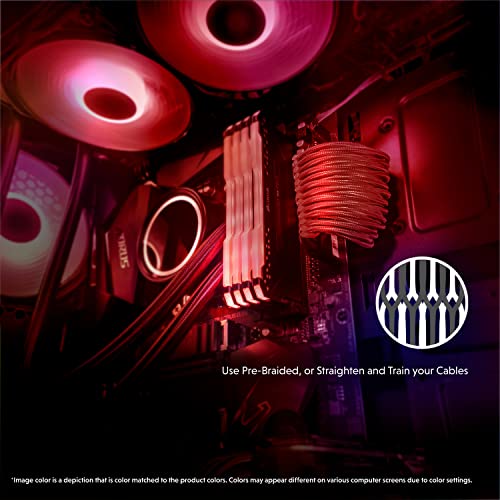 LINKUP 30cm PSU Cable Extension Sleeved Custom Mod GPU PC Braided w