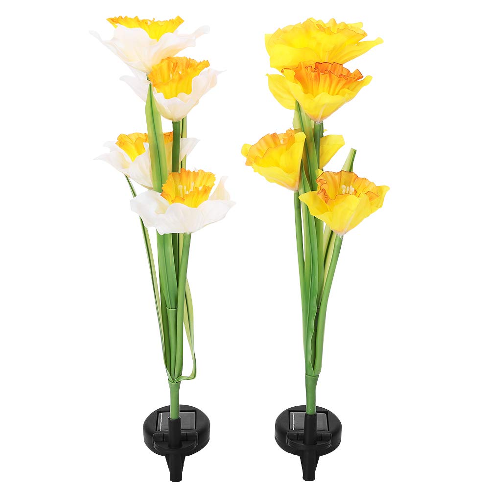 Outdoor Solar Flower Lights, Solar Garden Lights with Daffodil Flowers Solar Garden Stake Lights for Garden Patio Yard Pathway Decoration