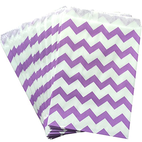 Outside the Box Papers Chevron Treat Sacks 5.5 x 7.5 48 Pack Lilac/Lavender, White