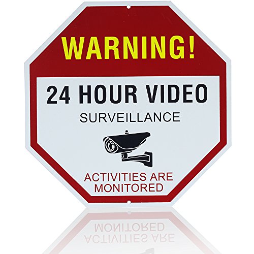 ATBAY Video Surveillance Sign Aluminum Warning 24 Hour Security Surveillance Sign Business Home No Trespassing Security Alert Sign 12''X12'' - Thumbnail 7