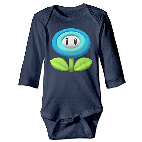 DETED Super Mario Flower Cute Infant Baby's Climb Romper Navy