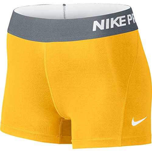 Nike Women's Pro Cool 3-Inch Compression Shorts (Varsity Maize/White/X-Small)
