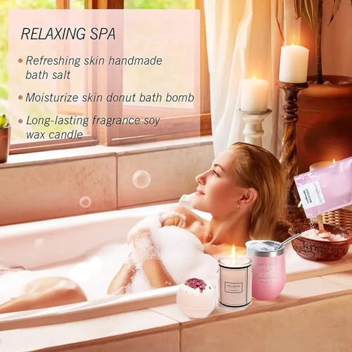 BOOMBOOMBOOM Spa Gift Set, with Scented Candles & Bath Bombs Bath Soap & Towel, Blindfold, Cup, Home Spa for Relaxing, & Birthday Gift for Women