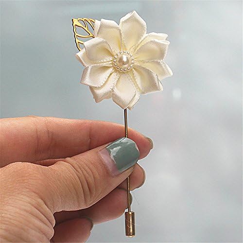 S-SSOY Boutonniere Bridegroom Groom Men's Boutonniere Groomsmen Best Man Boutineer with Pin Artificial Flower Brooch Corsage for Wedding Homecoming Prom Suit Decor Creamy Pack of 4