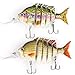 Scotamalone Fishing Lures Bass Trout Lures 2 Pack 6 Segment 3D Eyes Tackle 6# High Carbon Steel Anchor Hooks Topwater Lifelike Multi Jointed Artificial Swimbait 3.93Inches/0.49Oz