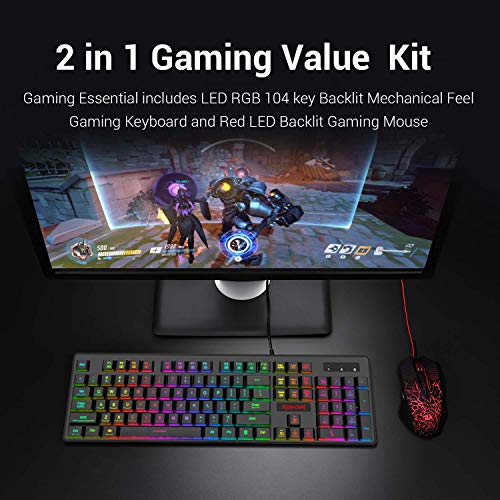 Redragon S107 Gaming Keyboard and Mouse Combo Wired Mechanical Feel RGB LED Backlit Keyboard 3200 DPI Gaming Mouse for… - Image 2