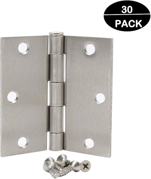Brushed Satin Nickel 3.5" X 3.5" w 1/4" Radius Door Hinge Contractor