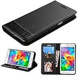 Samsung Galaxy Grand Prime Case, JoJoGoldStar Bicast PU Leather Folio Wallet Flip Cover with Card Slots and Kickstand, Includes Free Screen Protector and Stylus - Black