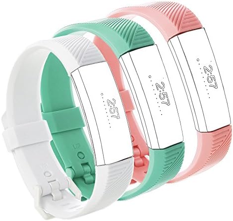 Fitbit Alta Bands,Gymu Angled Pattern Texture Replacement Accessories Wristbands for Fitbit Alta / Alta HR (Small, White;Teal Blue;Pink)