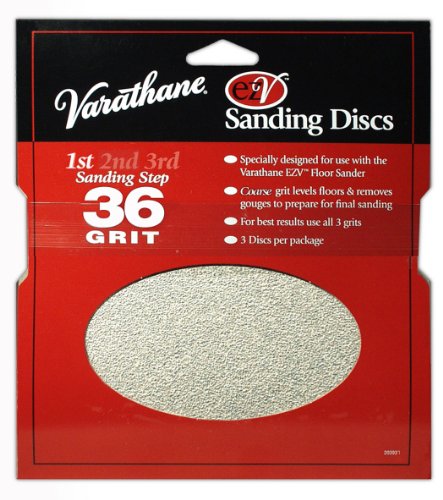 Rust-Oleum 203930 Varathane 36 Grit Sand Discs for EZV Floor Finish Sanders, 3-Pack