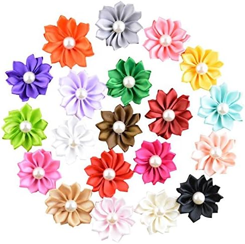 20pcs Seeko New Style Ribbon Pearl Flower Bow For Baby Girl Head Band Kit