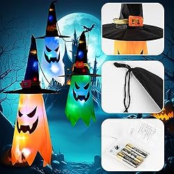 Halloween Decorations WindSock, 5 PCS Witch Hat