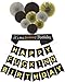 Birthday Decoration Supplies, Black and Gold Happy Birthday Bunting Banner,It’s My Fing Birthday Black Satin Sash, 80th, 90th Birthday Decorations