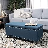 Christopher Knight Home 300239 Living Envy Deep Blue Fabric Storage Ottoman, Navy