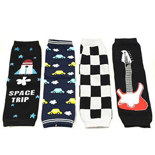 Allydrew Footless Leg Warmers Footless Leggings for Babies and Toddlers - Guitar, Race Flag, Car, Galaxy (4 pack)