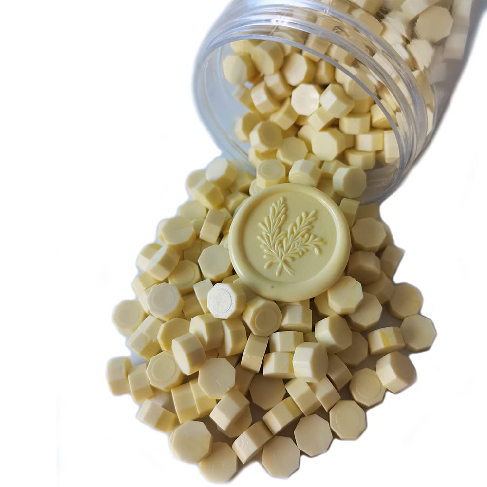 400 Pieces Sealing Wax Beads for Wax Seal Stamp, PORXFLY Pink Waxs Seal Beads Great for Wedding Invitations, Wine Packages,Cards Envelopes, Gift Wrapping (Light Yellow)