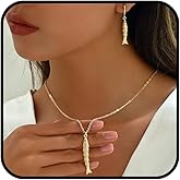 sunglnl Necklace And Earring Sets For Women, 14k Gold Plated Fish Necklace 3d Delicate Pendant Minimalism Metallic Style Jewelry Gift