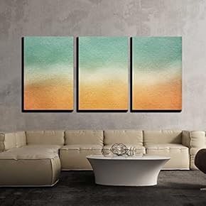3 Piece Canvas Wall Art - Watercolor Paper Texture for Artwork - Modern Home Art Stretched and Framed Ready to Hang - 16"x24"x3 Panels