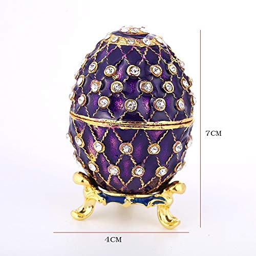 MQW Easter Egg Jewelry Box Diamond Creative Home Decoration Living Room Office Painted Enamel Metal Craft Gift 4 7CM Delicate and Beautiful