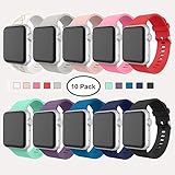Apple Watch Series 3 Band, [10 Pack] Alritz Soft Silicone Strap Replacement Wristband with Stainless Steel Buckle Compatible Apple Watch Series 1/2/3/Nike+/Edition/Hermes (42mm)