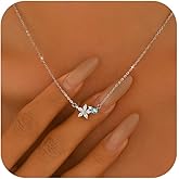 SUYACS 925 Sterling Silver Flower Cubic Zirconia Necklaces for Women with Tiny Moonstone Cute Simulated Diamond Floral Pendant Necklace Sparkly Crystal Charm Chain Jewelry Gifts to Daughter