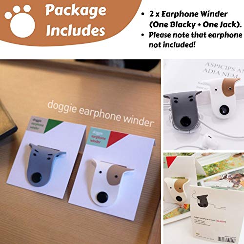 Earbuds Earphone Holder Cord Winder Clip Keeper Headphone Cord Wrap Management Headset Wire Organizer 2 PCS Cute Doggie Tangle Free Storage Case