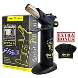 APES LABS Professional Kitchen Torch – Creme Brulee Culinary Torch, Best Cooking Blow Torch Lighter, Handheld Food Torch – Smart design, Durable POM tank, Butane Not Included + BONUS FREE Chef's Hat