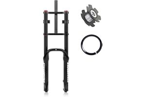 RUJIXU 20/26 inch Fat Tire Forks BMX Air Suspension Fork 20/26x4.0 eBike Front Fork Mountain Bike Forks taper1-1/2 Straight 1-1/8" Disc Brake Travel 140mm with Damping Adjustment QR 135 * 9MM 5.8lb