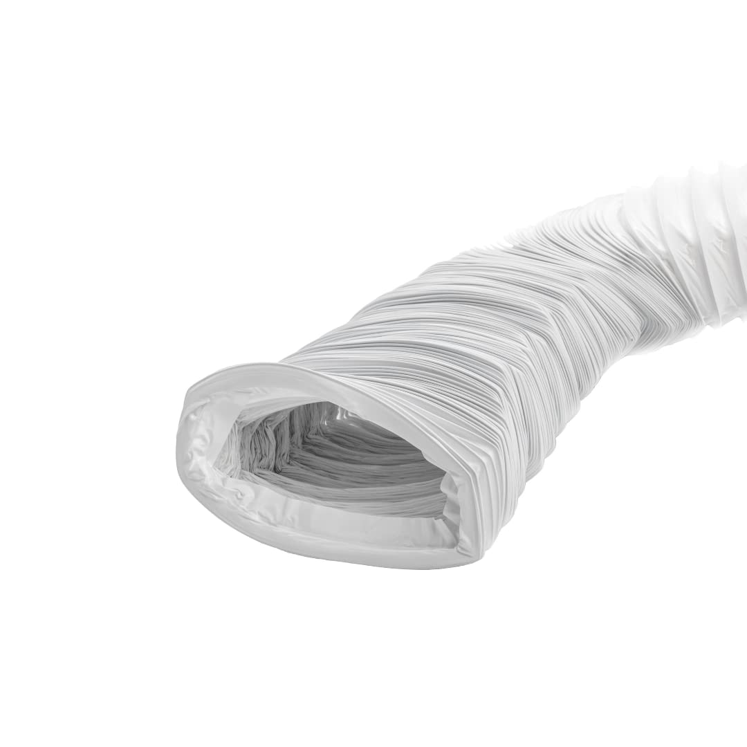 220x55mm (9x2 inch) x 6 metre - PVC Flexi Hose - White Universal Tumble Dryer - Cooker Hood - Extractor Fan - Air Conditioner Hose