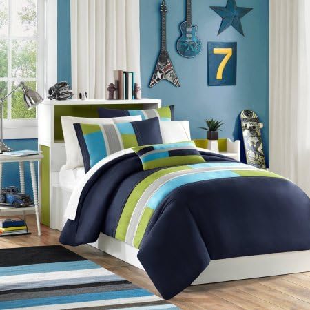 Home Essence Apartment Maverick Bedding Comforter Set, King, California King, Navy, Blue