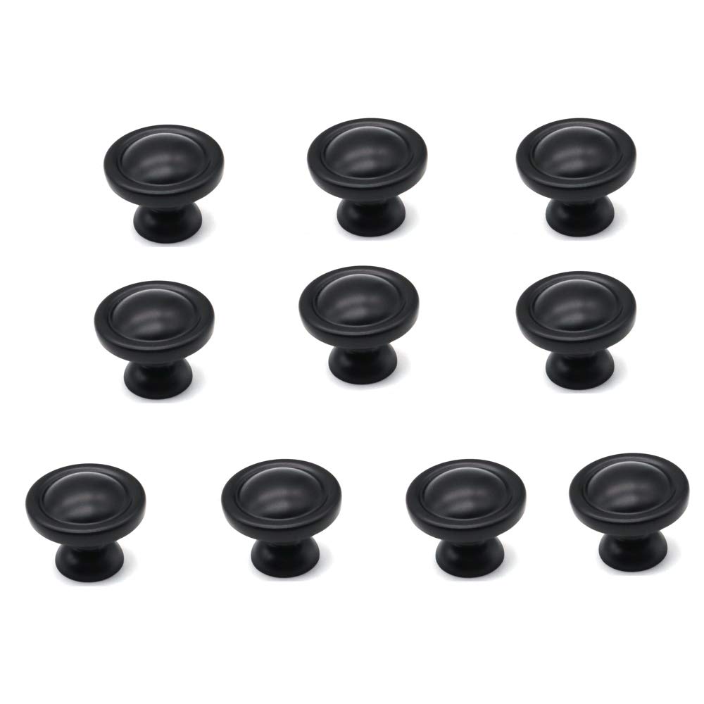 Set of 10 NUZAMAS Matt Black Knobs and Pulls for Cabinets, Dressers, Wardrobe and Drawers, Kitchen, Bedroom, Bathroom Vanity Handles 29mm