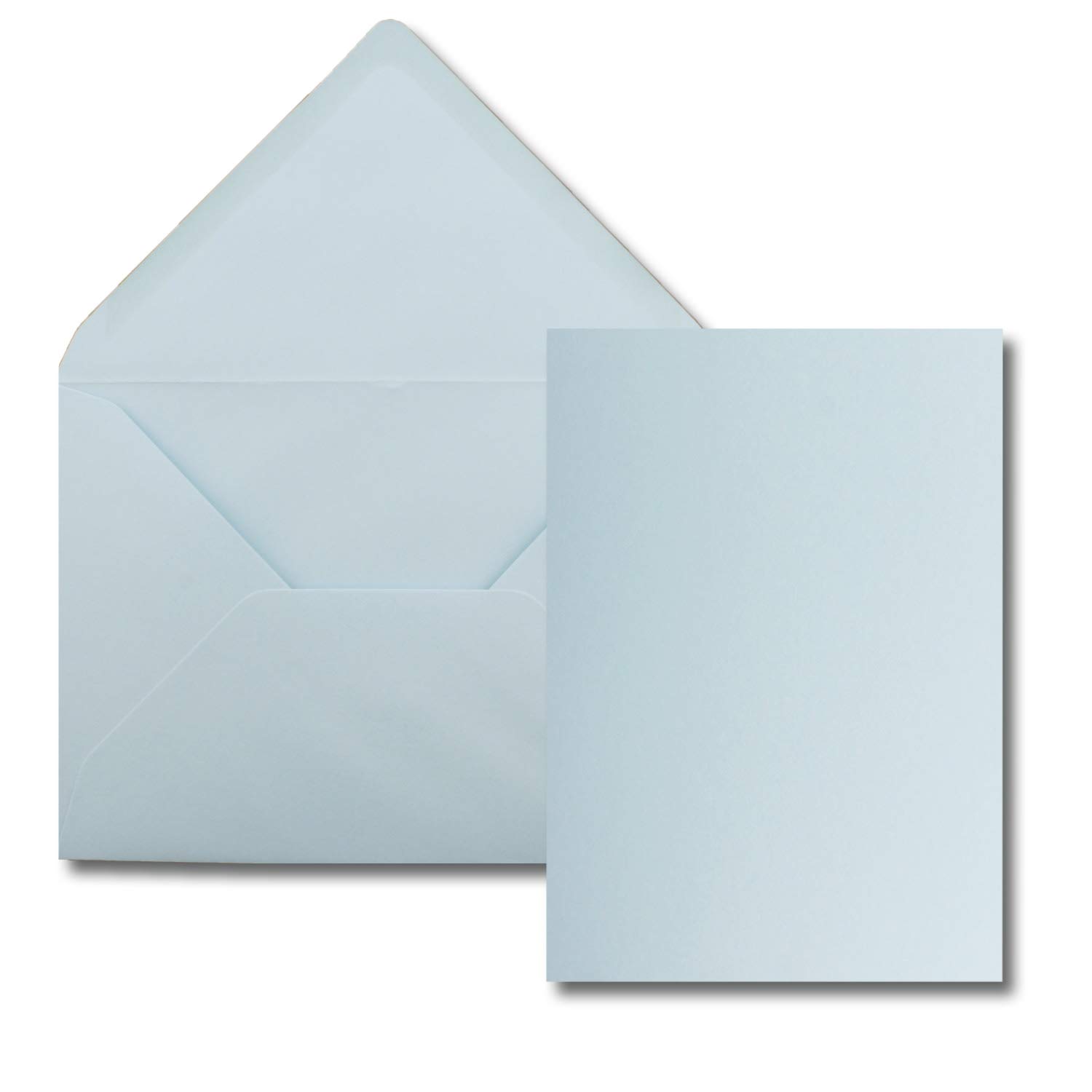 50x single card set with envelopes DIN A6 C6 in light blue (blue) - 14.8 x 10.5 cm - without fold