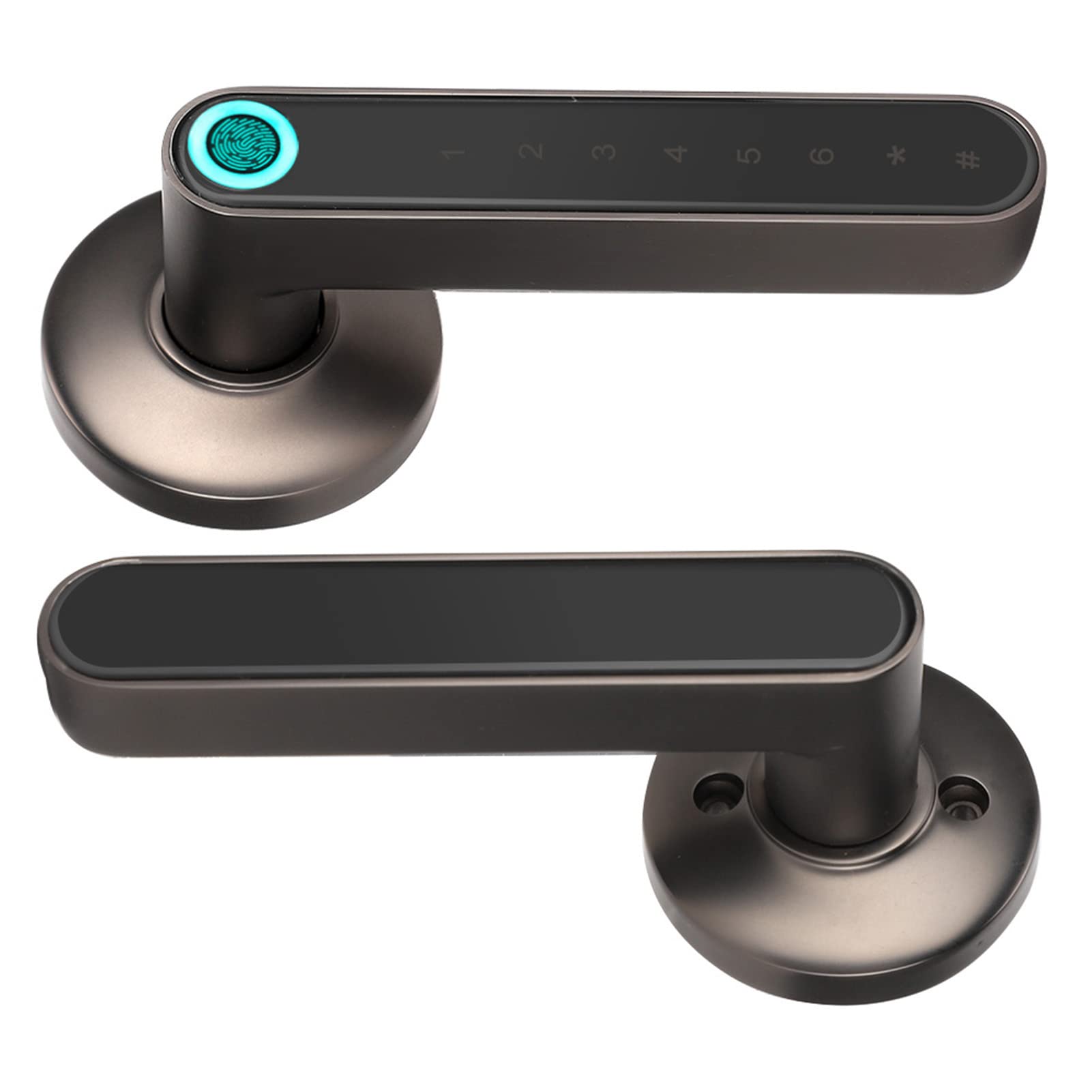 Sonew Keyless Entry Biometric Door Lock, Black, Modern Style, Smart Door Handle with Fingerprint, App & Password Unlock