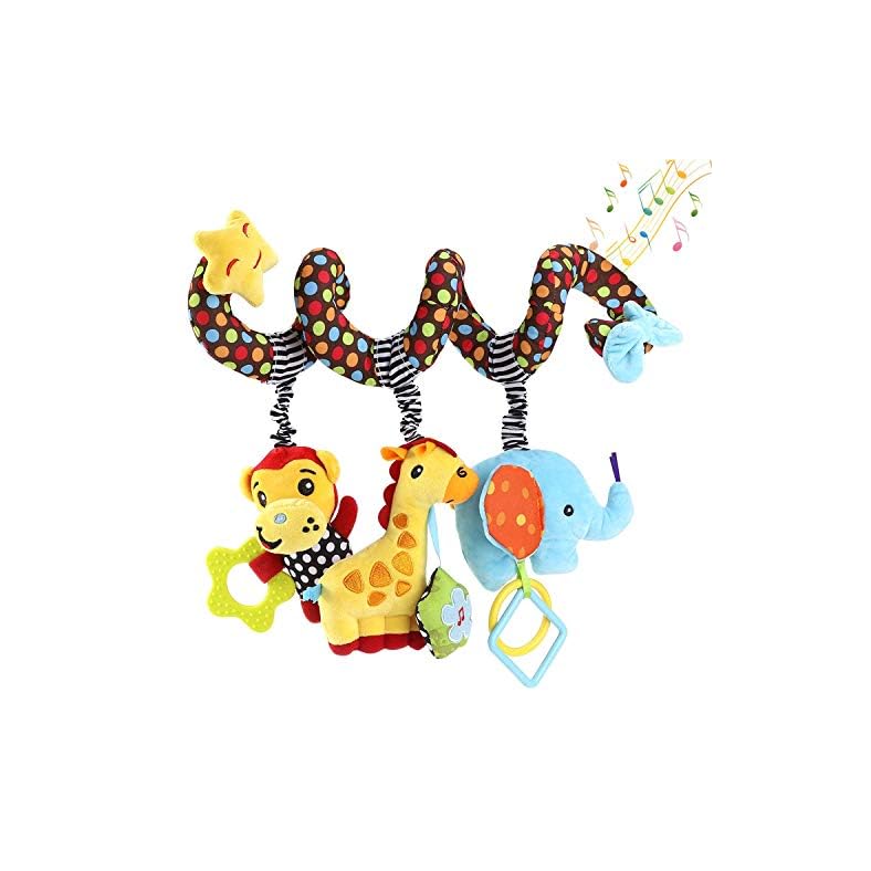 Hanging Toys for Car Seat Crib Mobile, Infant Baby Spiral Plush Toys for Crib Bed Stroller Car Seat Bar