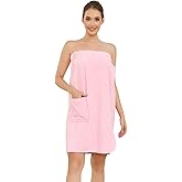 Air Curvey Women's Soft Wrap Towel Shower Wrap Robe Lightweight Spa Body Wrap Adjustable Closure Bathrobe With Pocket