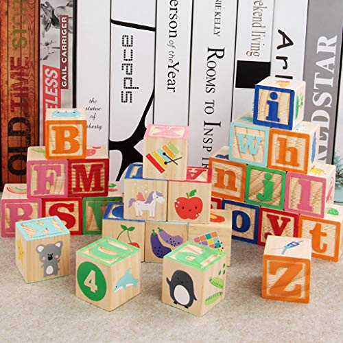 Pstars Wooden Learning Puzzle Letters Teaching Educational Building Blocks Kids Toys Cultivating Baby's Hands, Eyes, Brain Coordination Ability