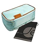 JAVOedge Light BlueLARGER SIZE (8" L x 4.5" H x 3.5" W) Double-Sided Cosmetic Toiletry / Jewelry Organizer Bag