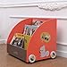 labebe Orange Pine Wood Kid Bookshelf with Wheels, Rustic Modern Style, Unisex, Portable Book Storage