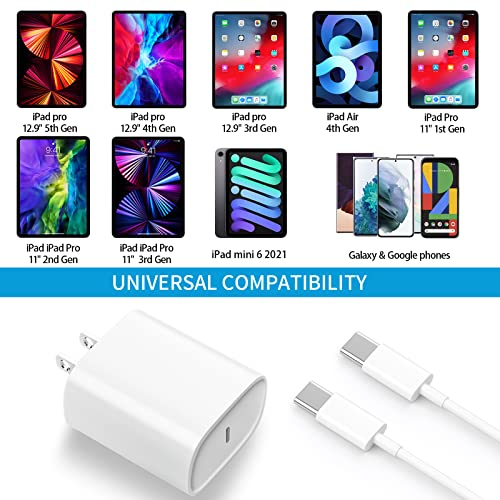 20W USB C Fast Charger for iPad Pro 12.9/11 in 2021/2020/2018, iPad Air