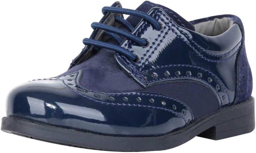 Boys Suede and Patent Lace up Formal Oxford Brogue Shoes