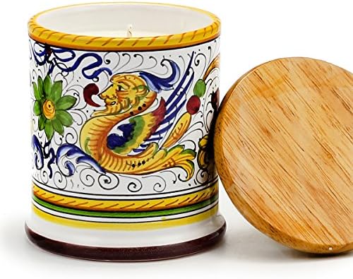 DERUTA CANDLE: Straigh Jar with Wood Lid RAFFAELLESCO Design, Tuscan Apple Harvest
