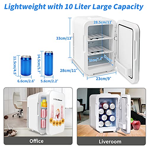 YITAMOTOR White Mini Fridge for Bedroom 10 Liter Desktop Fridge for